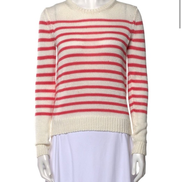 Theory Striped Cream and Red Women's Sweater - Picture 1 of 3